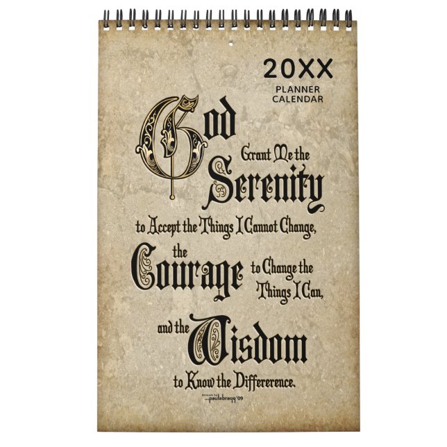 Personalized Serenity Prayer Recovery Gift Planner Calendar (Cover)
