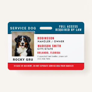 Personalized Service Dog Badge ID Badge