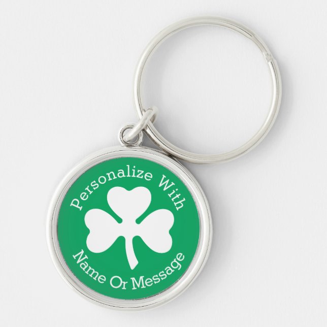 PERSONALIZED Shamrock St Patricks Day Key Ring (Front)