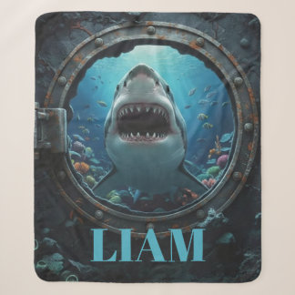 Personalized Shark Ocean Sherpa Blanket