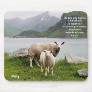 Personalized  Sheep Beside Still Waters Mouse Pad