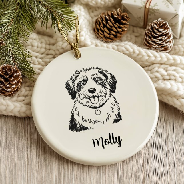 Personalized Sheepdog Dog Christmas Ceramic Ornament (Creator Uploaded)
