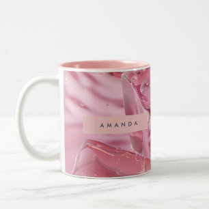 Personalized Shimmer Glossy Pink Ice Two-Tone Coffee Mug
