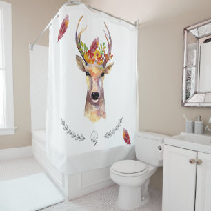 Personalized Shower Curtain boho deer Buck Head Br