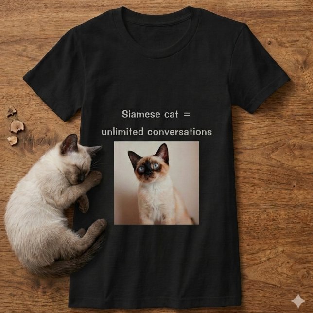 Personalized Siamese Cat Shirt Custom Photo Gift (Black T-shirt for Siamese cat lovers)