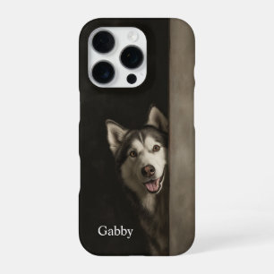 Personalized Siberian Husky Portrait iPhone 16 Pro Case