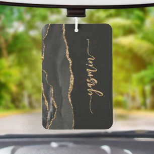Personalized Signature Black Gold Agate Car Air Freshener