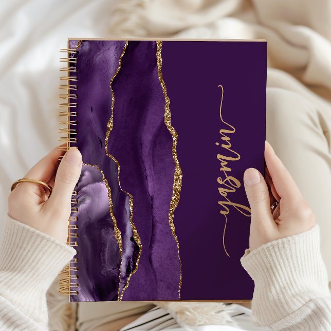 Personalized Signature Purple Gold Agate Notebook (Creator Uploaded)