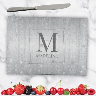 Personalized Silver Monogram Glass Star Cutting Board