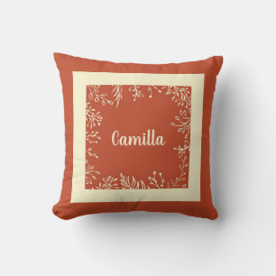 Personalized Simple Farmhouse Fall Leaves Cushion