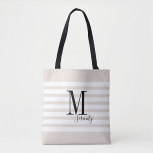 Personalized simple name and monogram beach tote bag