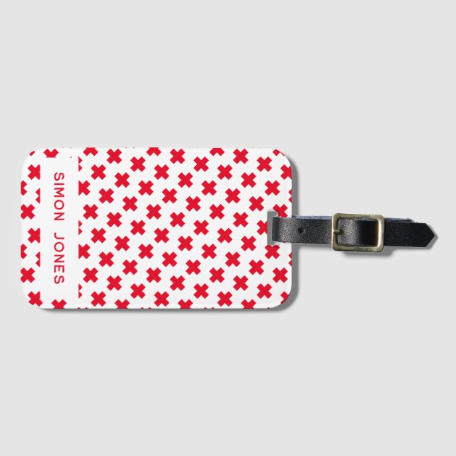 Personalized Simple Pattern Red Cross Medical Luggage Tag (Front Horizontal)