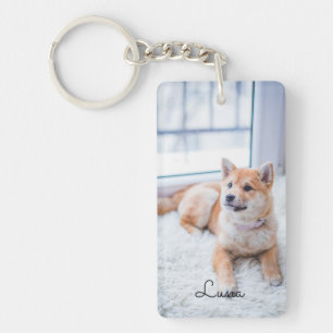 Personalized Simple Pet Photo Double Sided Custom  Key Ring