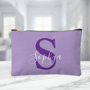 Personalized Simple Purple Monogram Accessory Pouch