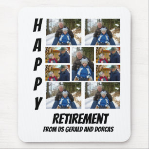 Personalized Simple Retirement  9 Photo Collage  Mouse Pad