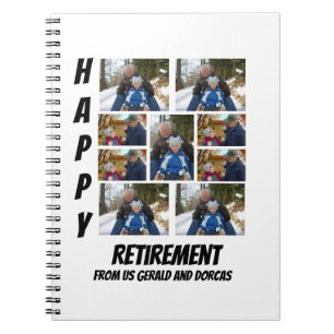 Personalized Simple Retirement 9 Photo Collage Notebook