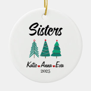 Personalized Sisters Ornament, Custom Sisters Gift Ceramic Ornament