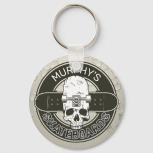 Personalized Skater NAME Skull Skateboarding Skate Key Ring