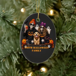 Personalized Skeleton Halloween Stay Spooky Ceramic Ornament