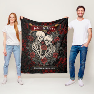 Personalized Skeleton Lovers Blanket   Gothic Wedd