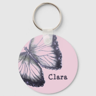 Personalized Sketched Butterfly Key Ring