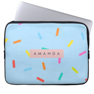 Personalized Sky Blue Sprinkle Confetti Laptop Sleeve