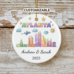 Personalized Skyline Atlanta Ornament, Georgia Ceramic Ornament
