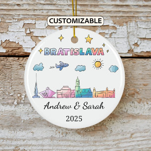 Personalized Skyline Bratislava Ornament, Slovakia Ceramic Ornament