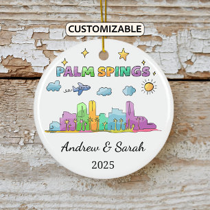 Personalized Skyline Palm Springs, California Ceramic Ornament