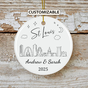 Personalized Skyline St Louis Ornament, Missouri Ceramic Ornament