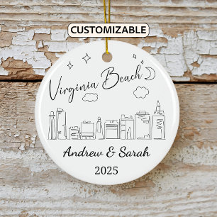 Personalized Skyline Virginia Beach , Virginia Ceramic Ornament