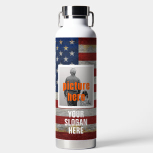 PERSONALIZED SLOGAN COUNTRY SAYING CUSTOMIZED FLAG WATER BOTTLE