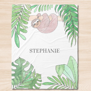 Personalized Sloth Girl Baby Blanket