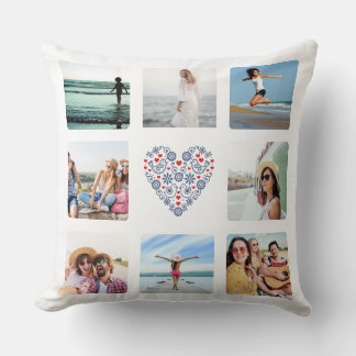 Personalized Slovak Folk Pattern Throw Pillow