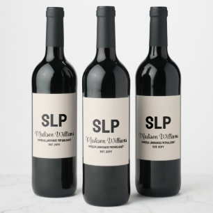 Personalized SLP Speech Language Pathologist Gift Wine Label