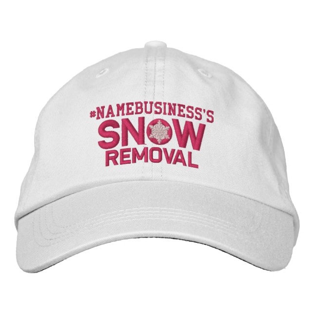 Personalized Snow Removal Snowflake Girly Pink Embroidered Hat (Front)