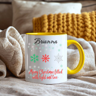 Personalized Snowflake Christmas Two-Tone Coffee Mug
