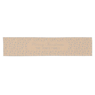 Personalized Snowflakes Gold Family Christmas Short Table Runner