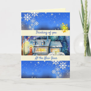 Personalized Snowflakes & Stars New Year Holiday Card