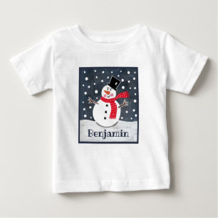 Personalized Snowman Christmas Baby T-Shirt