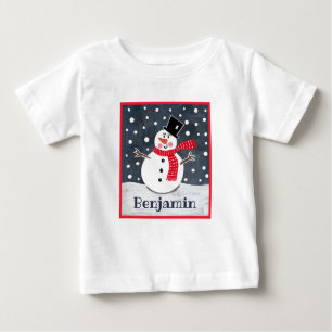 Personalized Snowman Christmas Baby T-Shirt