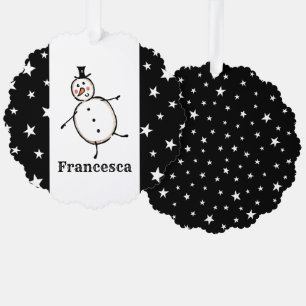 Personalized Snowman Christmas Tree Decoration Card