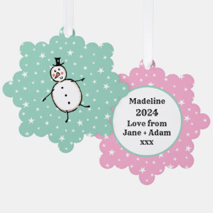 Personalized Snowman Christmas Tree Decoration Card
