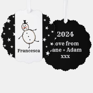 Personalized Snowman Christmas Tree Decoration Card