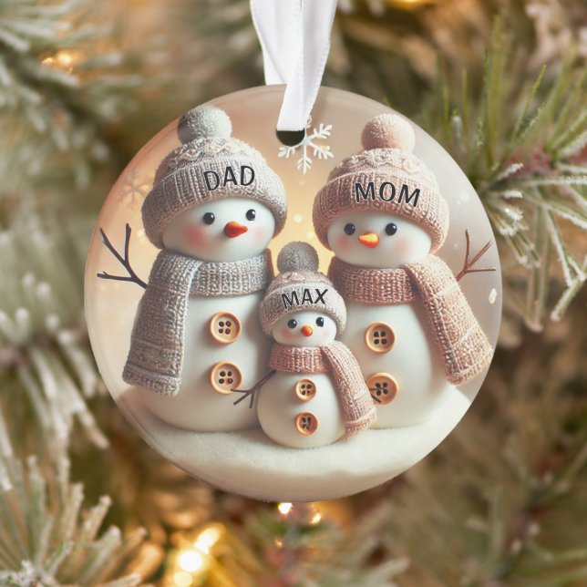 Personalized Snowman Family Ornament (Tree)