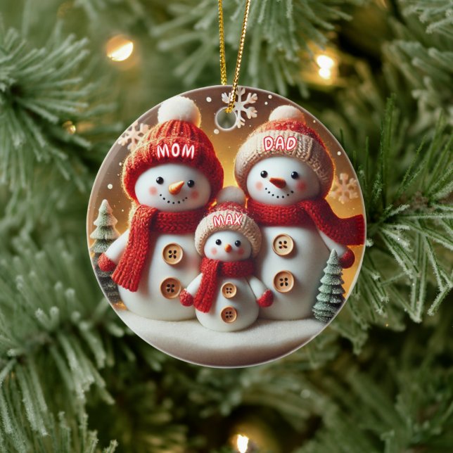 Personalized Snowman Family Ornament (Tree)