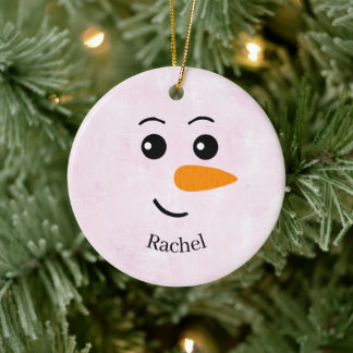 Personalized Snowman Name Ceramic Ornament