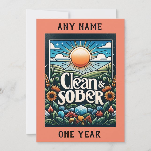 Personalized Sobriety Clean and Sober Milestone Holiday Card (Front)