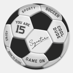 Personalized Soccer Ball Birthday    Age Name Text Classic Round Sticker