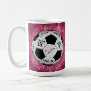 Personalized Soccer Ball Birthday Age Name Text Coffee Mug